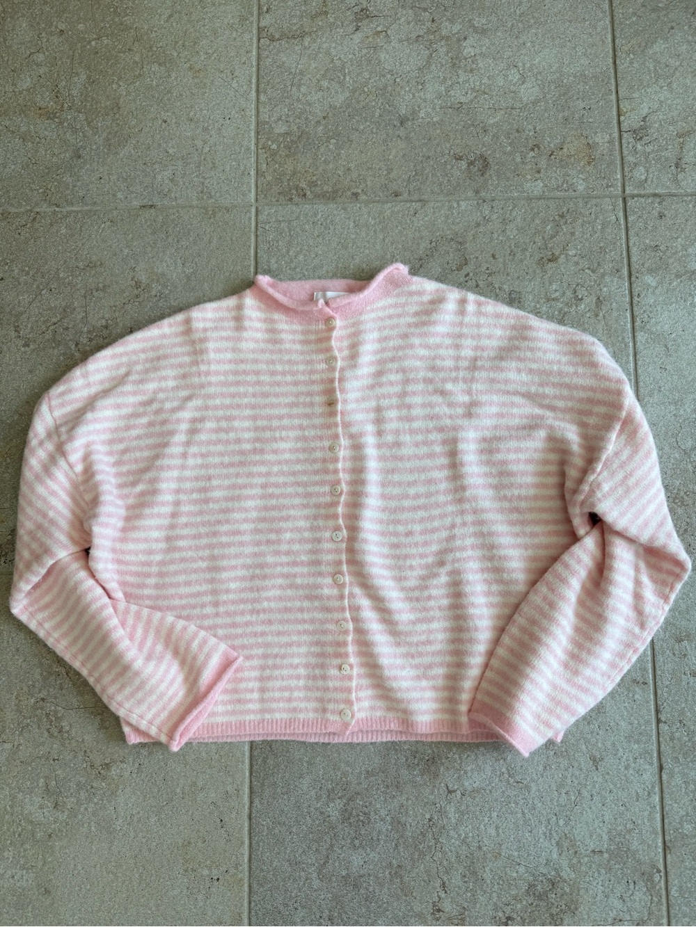 Things Between Light Pink Striped Button-Front Cardigan Sweater